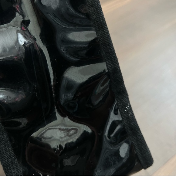 Vintage Neiman Marcus Black Canvas Patent Leather Double Handle Tote Bag - Picture 10 of 12